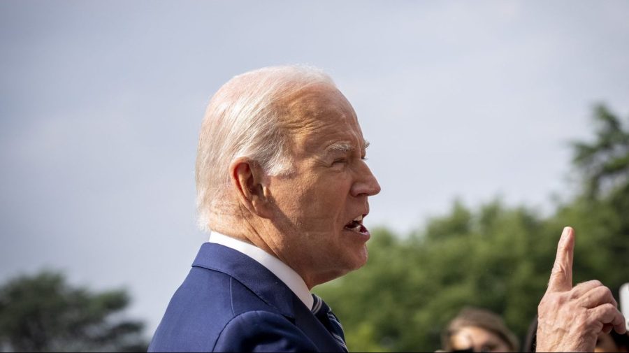 President Joe Biden speaks with members of the media before boarding Marine One on the South Lawn of the White House in Washington, Wednesday, June 28, 2023, for a short trip to Andrews Air Force Base, Md., and then on to Chicago. Biden has started using a continuous positive airway pressure, or CPAP, machine at night to help with sleep apnea, the White House said Wednesday after indents from the mask were visible on his face. (AP Photo/Andrew Harnik)