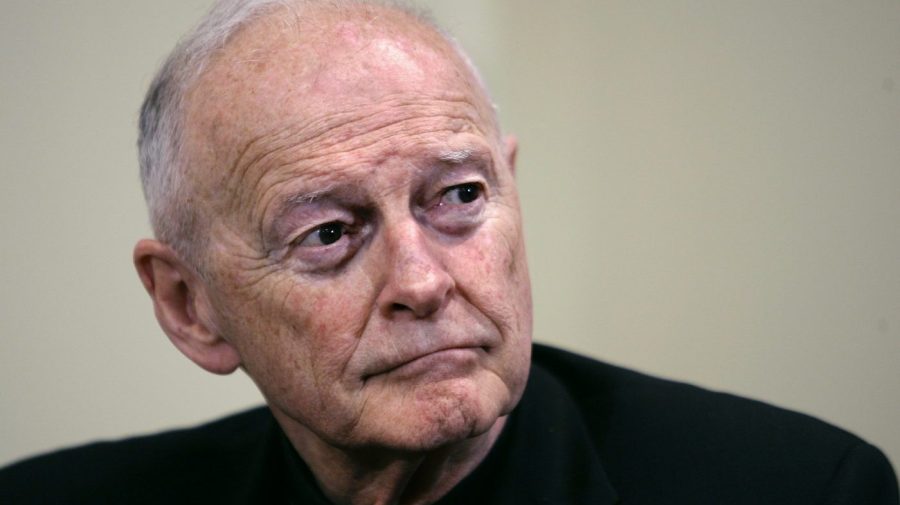 FILE - Former Washington Archbishop, Cardinal Theodore McCarrick listens during a news conference in Washington, May 16, 2006. A prosecution expert said on Thursday, June 29, 2023, the former Roman Catholic cardinal is not competent to stand trial on charges accusing him of sexually assaulting a teenage boy in Massachusetts decades ago, raising doubts about the future of the criminal criminal case against the 92-year-old. (AP Photo/J. Scott Applewhite, File)