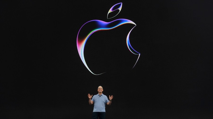 Apple CEO Tim Cook speaks during an annoucement of new products on the Apple campus Monday, June 5, 2023, in Cupertino, Calif.