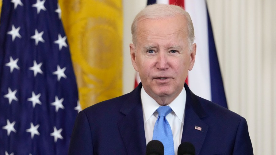 President Biden speaks during a news conference with British Prime Minister Rishi Sunak in the East Room of the White House in Washington, Thursday, June 8, 2023.