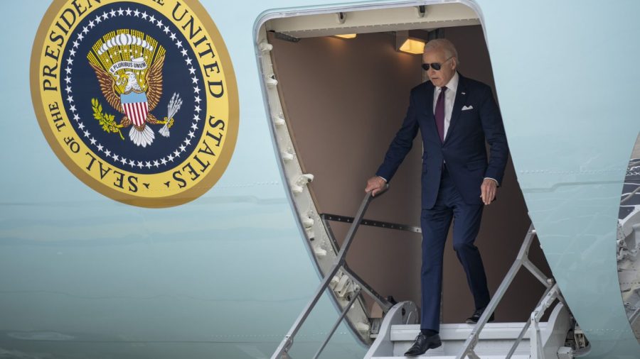 President Joe Biden arrives at John F. Kennedy International Airport in New York, Thursday, June 29, 2023, on Air Force One.