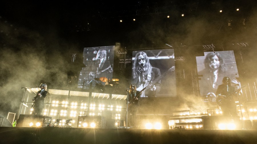 Phoebe Bridgers, left, Julien Baker, and Lucy Dacus of Boygenius perform at the Coachella Music and Arts Festival at the Empire Polo Club on Saturday, April 22, 2023, in Indio, Calif.