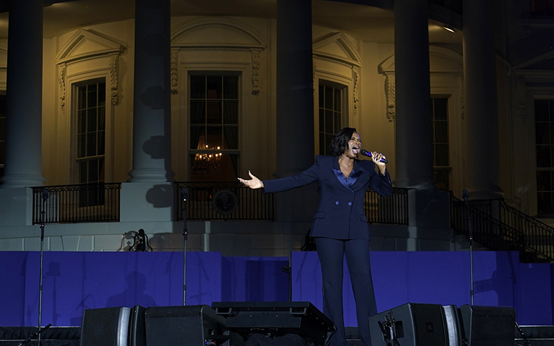 Jennifer Hudson performs during a Juneteenth concert on the South Lawn of the White House