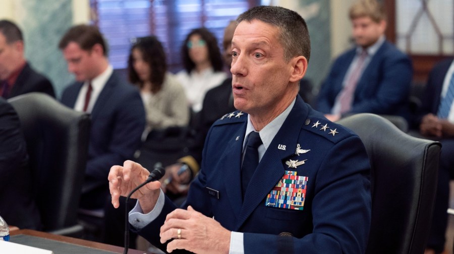 Defense Information Systems Agency Director, U.S. Air Force Lt. Gen. Robert Skinner, testifies before a Senate Armed Services Subcommittee on Cybersecurity hearing to examine enterprise cybersecurity to protect the Department of Defense information networks, Wednesday, March 29, 2023, on Capitol Hill in Washington. (AP Photo/Manuel Balce Ceneta)