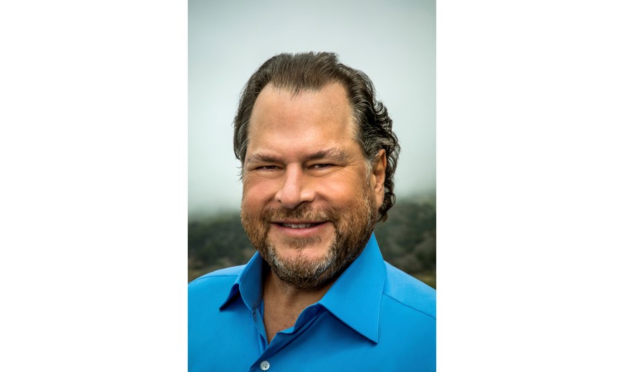 In this undated photo provided by Salesforce, CEO Marc Benioff poses for a photo. (Christie Hemm Klok/Salesforce via AP)