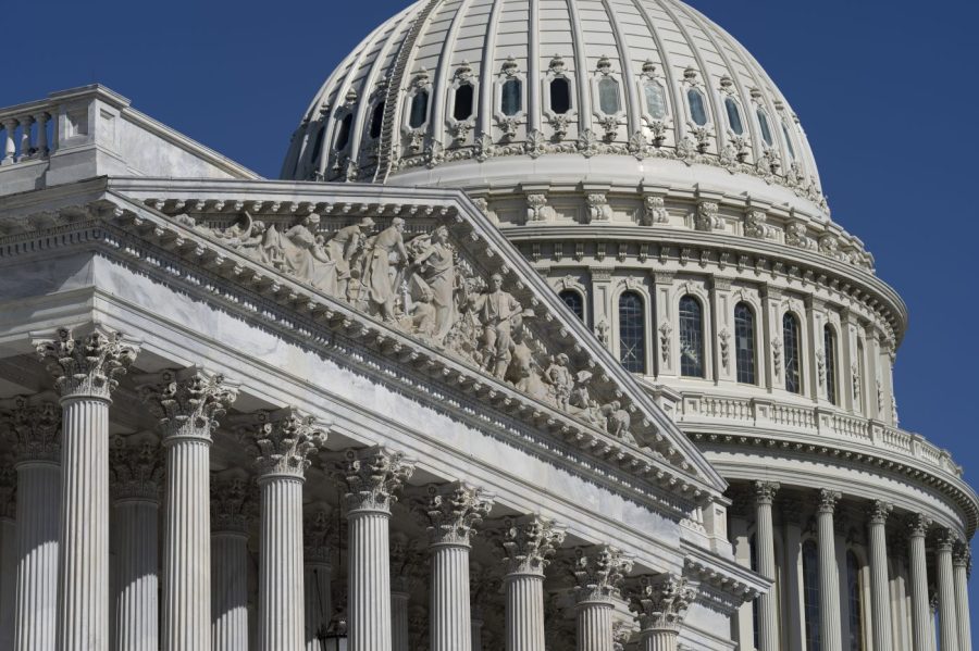 FILE - The Capitol Dome and East Front of the of the House of Representatives is seen in Washington, Wednesday, April 19, 2023. This year's projected government budget deficit has jumped by $130 billion, due in part to a proposed change to student loan repayment plans and a series of bank rescues organized by federal regulators, the Congressional Budget Office said Friday.(AP Photo/J. Scott Applewhite, File)