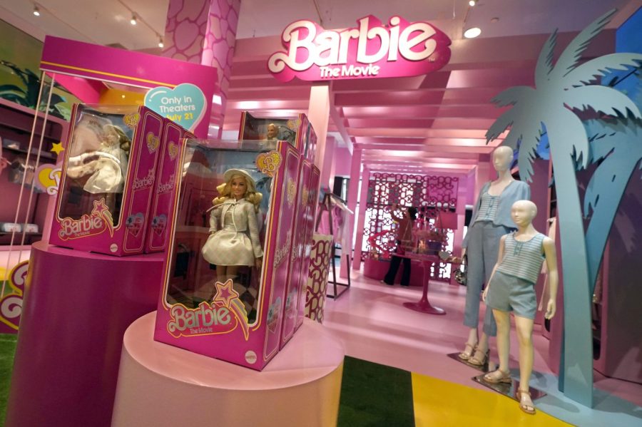 FILE - Barbie-themed merchandise is displayed in a special section at Bloomingdale's, in New York, July 20, 2023. Toy company Mattel Inc., who owns Barbie, turned in a pleasant surprise for investors: a profit and better sales than analysts expected. Their quarterly earnings report Wednesday, July 26, comes as the El Segundo, California-based company is basking in the spotlight of “Barbie," the iconic doll’s record-breaking live action movie. (AP Photo/Richard Drew, File)