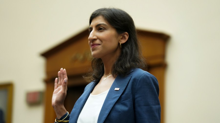 Federal Trade Commission chief Lina Khan before a House Judiciary Committee hearing on July 13, 2023.