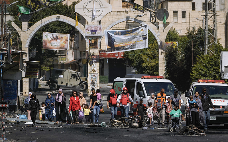 Residents of the Jenin refugee camp flee their homes as the Israeli military pressed ahead with an operation in the area