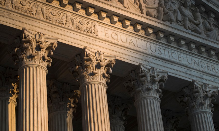 FILE - The Supreme Court in Washington is seen at sunset on Oct. 10, 2017. (AP Photo/J. Scott Applewhite, File)