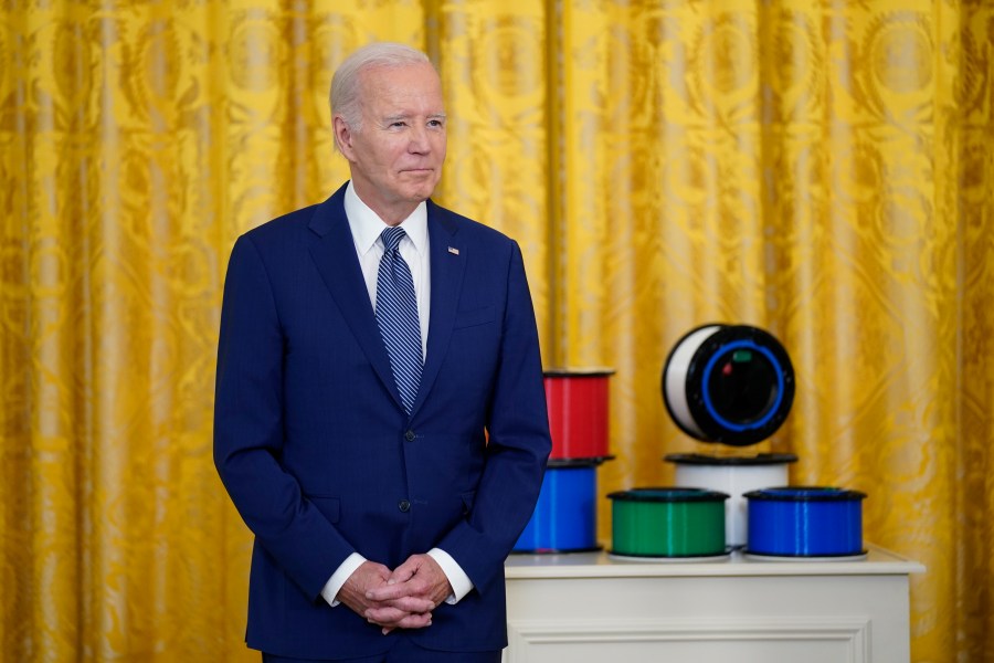 FILE - President Joe Biden listens during an event about high-speed internet infrastructure in the East Room of the White House, Monday, June 26, 2023, in Washington. The Biden administration on Monday, Aug. 21, continued its push toward internet-for-all by 2030, announcing about $667 million in new grants and loans to build more broadband infrastructure in the rural U.S. (AP Photo/Evan Vucci, File)