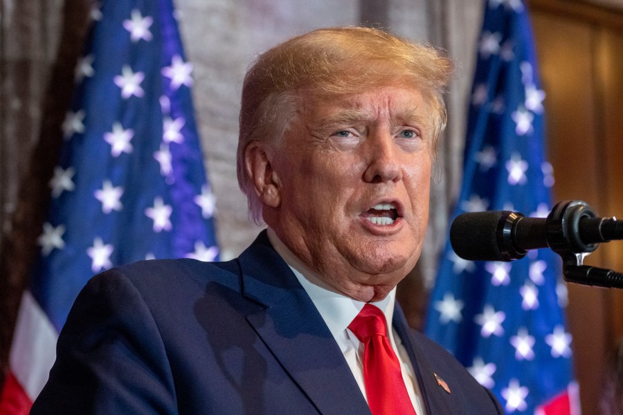 FILE - Former President Donald Trump speaks at a campaign event at the South Carolina Statehouse, Jan. 28, 2023, in Columbia, S.C. (AP Photo/Alex Brandon, File)