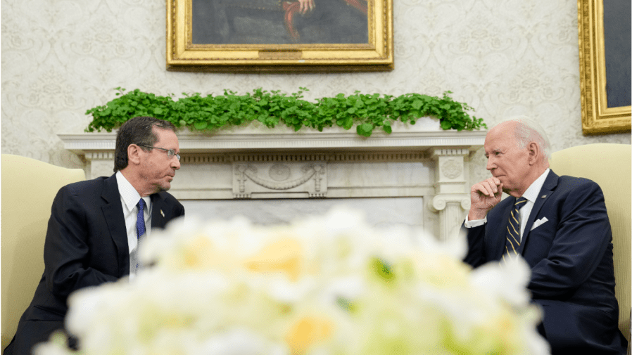 President Joe Biden meets with Israel's President Isaac Herzog in the Oval Office of the White House in Washington, Tuesday, July 18, 2023. (AP Photo/Susan Walsh)