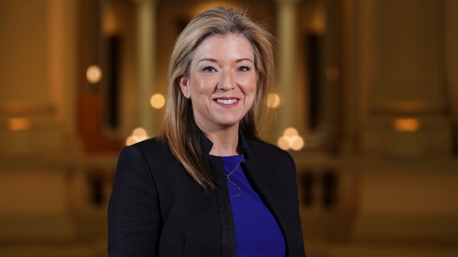 Georgia state Sen. Jen Jordan poses for a portrait at the capitol on Tuesday, Nov. 16, 2021, in Atlanta.