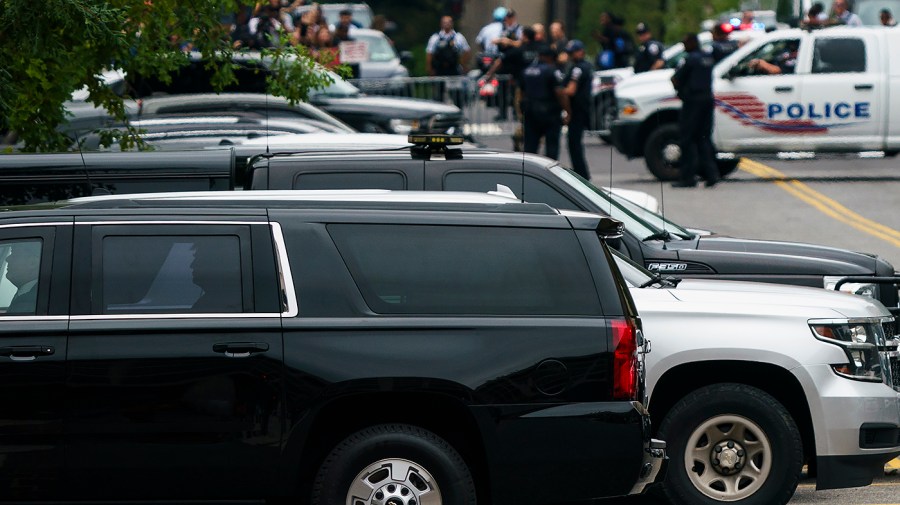 Former President Trump arrives at the E. Barrett Prettyman United States District Court House