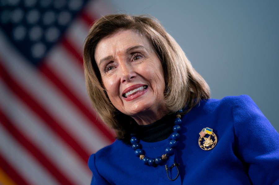 FILE - Former House Speaker Nancy Pelosi, D-Calif., talks to The Associated Press about her visit to Ukraine a year ago and her time as the Democratic leader in the House, at the Capitol in Washington, Wednesday, April 19, 2023. Pelosi said Friday, Sept. 8, that she will run for reelection to another term in Congress as Democrats work to win back the majority in 2024. (AP Photo/J. Scott Applewhite, File)