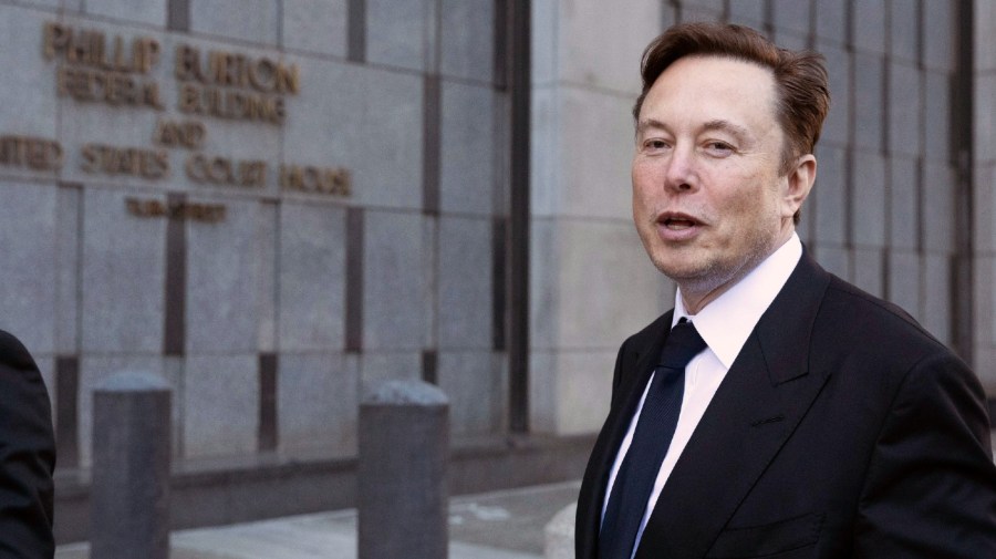 FILE - Elon Musk leaves the Phillip Burton Federal Building and United States Court House in San Francisco, Tuesday, Jan. 24, 2023.