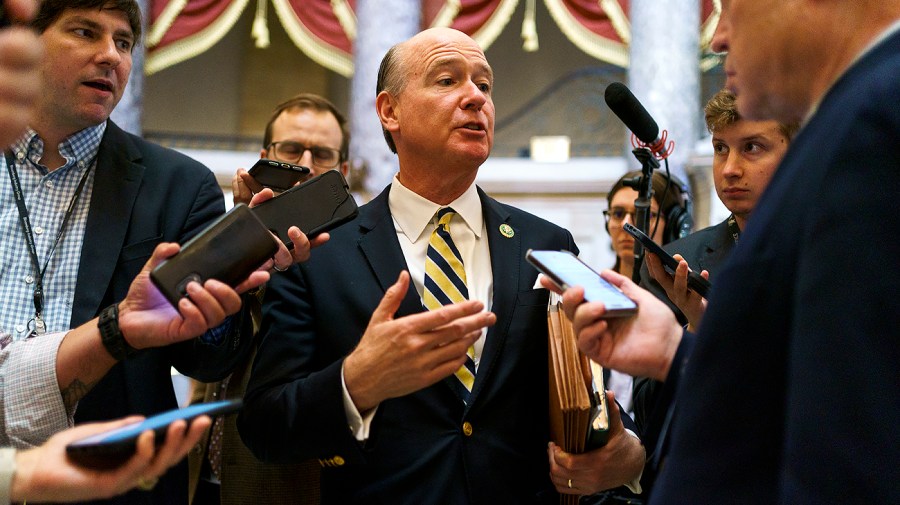 Rep. Robert Aderholt speaks to reporters.