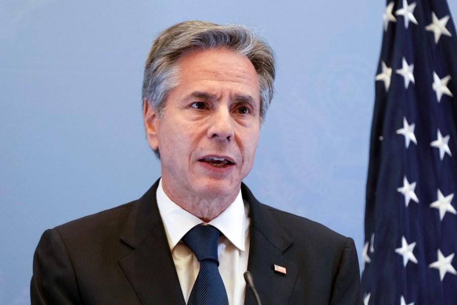 U.S. Secretary of State Antony Blinken speaks during a press conference, Thursday Oct. 12, 2023, in Tel Aviv. (AP Photo/Jacquelyn Martin, pool)