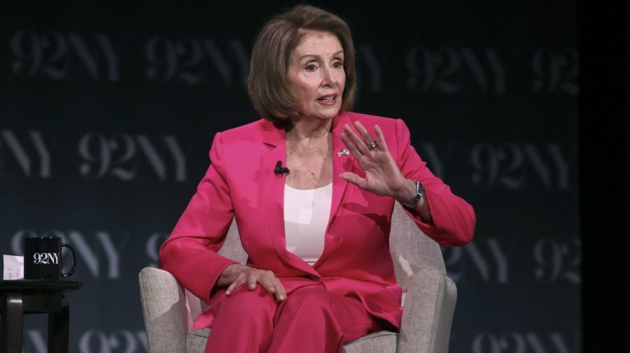 Representative Nancy Pelosi speaks at an event.