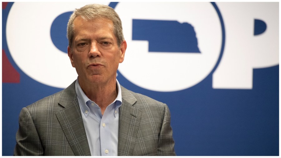 Jim Pillen, Republican candidate for governor, speaks during the Nebraska Republican Party general election kickoff at the Republican state headquarters on Wednesday, May 11, 2022, in Lincoln, Neb. (Gwyneth Roberts/Lincoln Journal Star via AP)