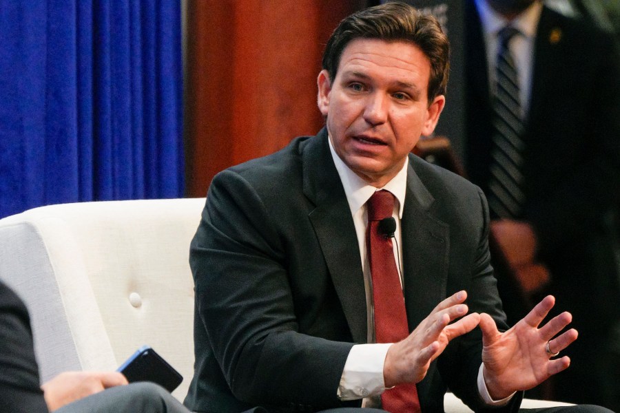 FILE - Republican presidential candidate Florida Gov. Ron DeSantis speaks at the Heritage Foundation, Friday, Oct. 27, 2023, as part of the Mandate for Leadership Series in Washington. The Florida Legislature will return to the Capitol for a special session Monday, Nov. 6, that will allow lawmakers to express their support for Israel, while giving DeSantis some talking points as he campaigns for president. (AP Photo/Jess Rapfogel, File)