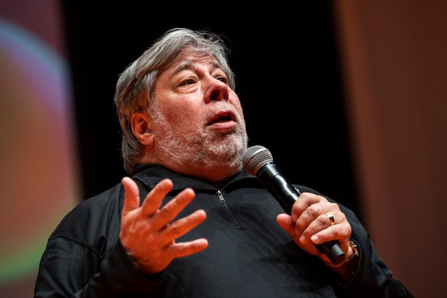 File - Apple co-founder Steve Wozniak speaks at the Novathon Conference in Budapest, Hungary, on Oct. 30, 2019. Wozniak remains hospitalized in Mexico City on Wednesday, Nov. 9, 2023, following a "health problem" while he was in the city to speak at a business conference. (Marton Monus/MTI via AP, File)