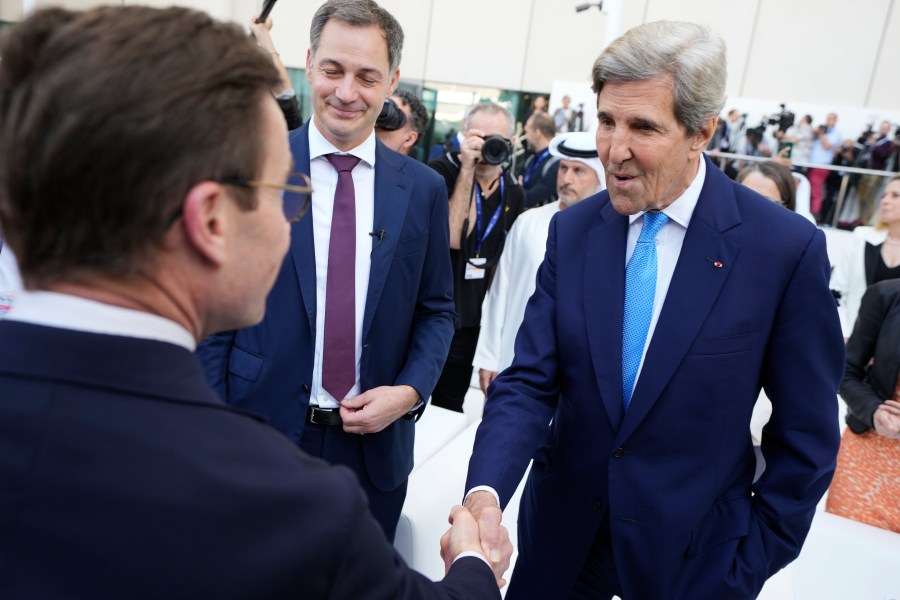 John Kerry, U.S. Special Presidential Envoy for Climate, attends an event on nuclear energy at the COP28 U.N. Climate Summit, Saturday, Dec. 2, 2023, in Dubai, United Arab Emirates. (AP Photo/Peter Dejong)