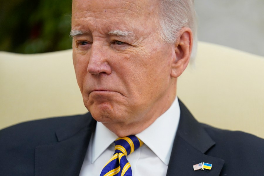 President Joe Biden meets with Ukrainian President Volodymyr Zelenskyy in the Oval Office of the White House, Tuesday, Dec. 12, 2023, in Washington. (AP Photo/Evan Vucci)