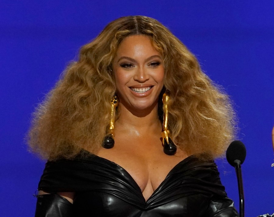 FILE - Beyonce appears at the 63rd annual Grammy Awards in Los Angeles on March 14, 2021. (AP Photo/Chris Pizzello, File)