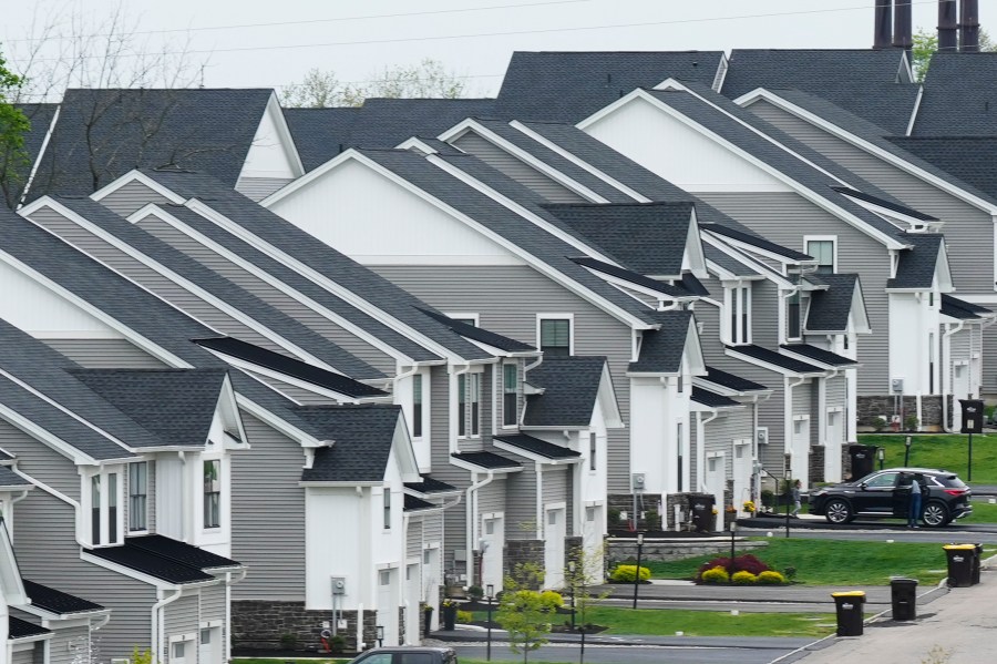 FILE - New homes in development in Eagleville, Pa., Friday, April 28, 2023. Homebuilders are stepping up construction of single-family homes following a steady decline in mortgage rates and broad expectation among economists that home loan borrowing costs will ease further in 2024. (AP Photo/Matt Rourke, File)