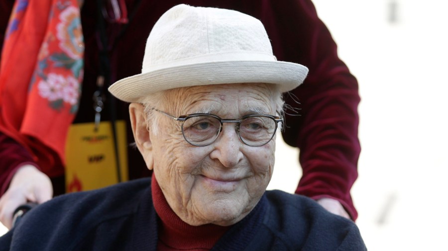 Writer Norman Lear, 97, participates in Jane Fonda's Fire Drill Fridays rally, calling for action to address climate change at Los Angeles City Hall Friday, Feb. 7, 2020.