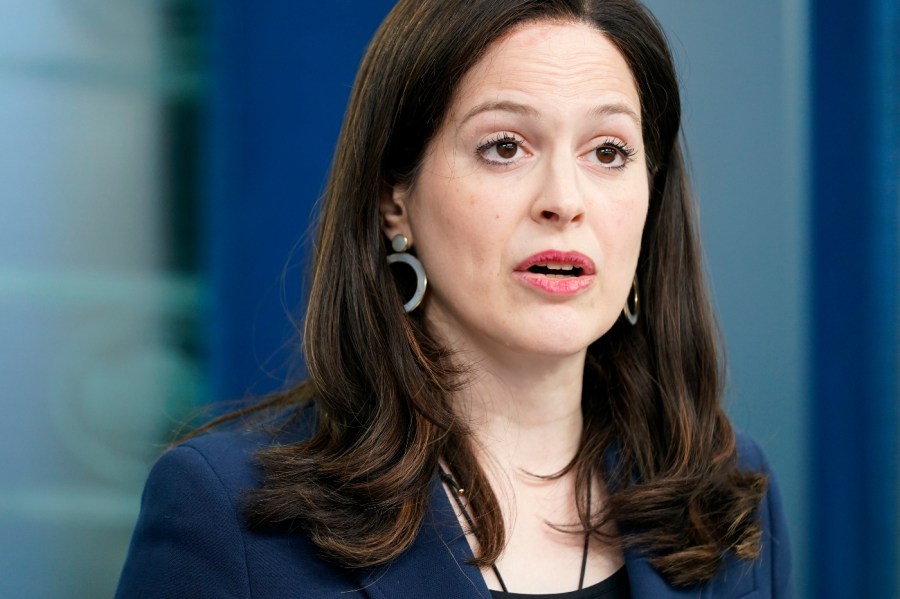 Anne Neuberger, Deputy National Security Advisor for Cyber and Emerging Technology, speaks during a news briefing at the White House, Monday, March 21, 2022, in Washington.