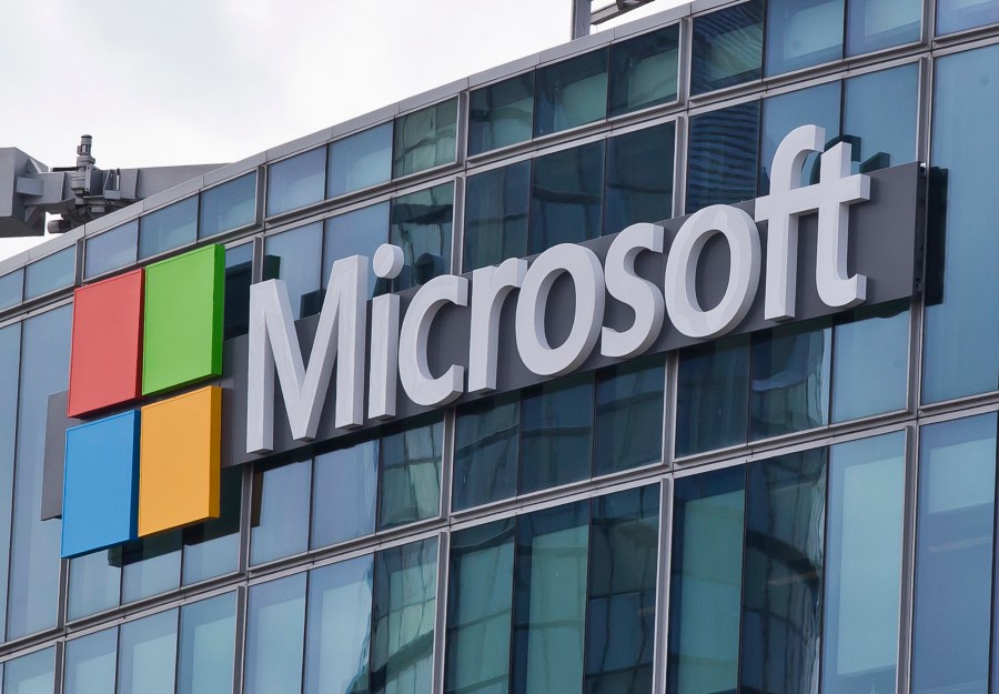 FILE - The Microsoft logo is seen in Issy- les-Moulineaux, outside Paris, France, Tuesday April 12, 2016. Microsoft said Thursday, Jan. 11, 2024, that it is upgrading its cloud computing service to let customers store all personal data within the European Union. (AP Photo/Michel Euler, File)