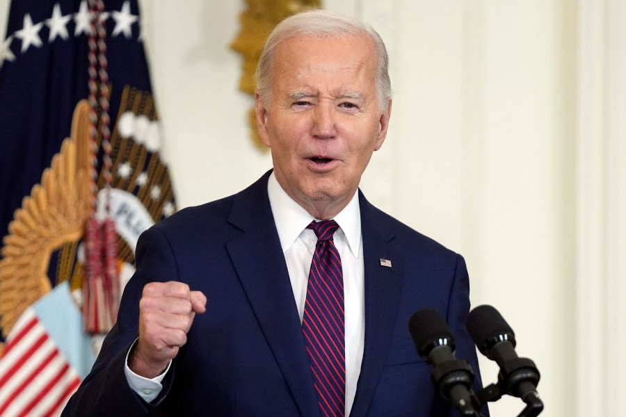 FILE - President Joe Biden speaks in the East Room, Jan. 19, 2024, in Washington. The New Hampshire attorney general's office says it is investigating reports of an apparent robocall that used artificial intelligence to mimic Biden's voice and discourage voters in the state from participating in the primary election on Tuesday, Jan. 23. Attorney General John Formella said Monday, Jan. 22, that the recorded message that was sent Sunday appears to be an illegal attempt to disrupt and suppress voting. (AP Photo/Evan Vucci, File)