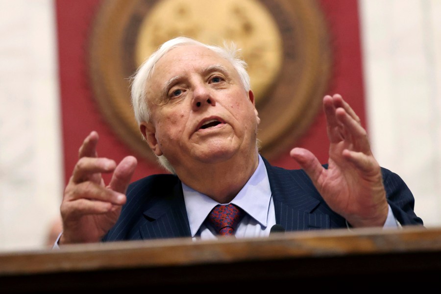 FILE - West Virginia Gov. Jim Justice delivers the State of the State address in Charleston, W.Va., on Wednesday, Jan. 10, 2024. A bill that passed Friday, Jan. 26, 2024, which would decriminalize all strips used to test deadly drugs in West Virginia, the state with the nation's highest overdose rate, is headed to the desk of Gov. Justice. (AP Photo/Chris Jackson, File)