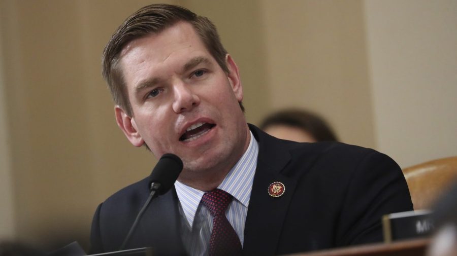 Representative Eric Swalwell speaks during a hearing.