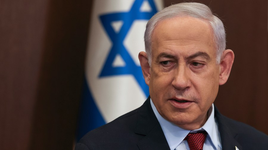 Israeli Prime Minister Benjamin Netanyahu attends a meeting in Israel.