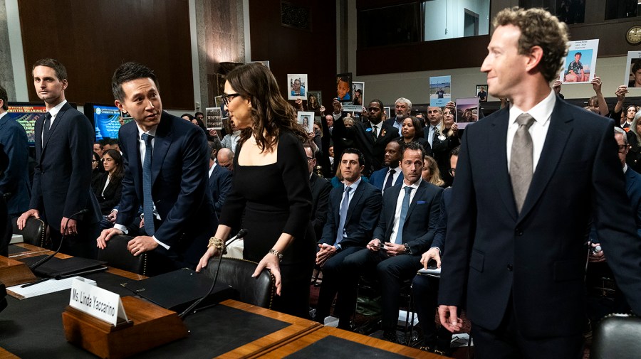 TikTok CEO Shou Zi Chew, X CEO Linda Yaccarino and Meta CEO Mark Zuckerberg