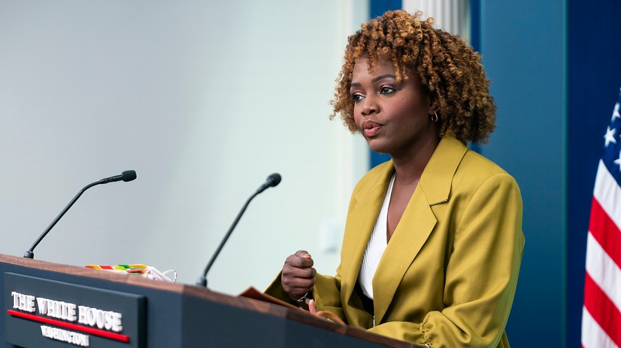 White House press secretary Karine Jean-Pierre addresses reporters.