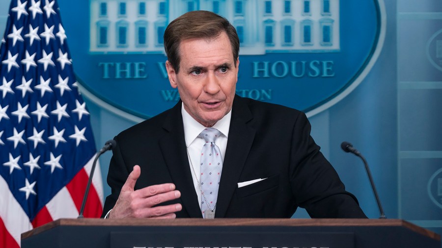 National Security Council spokesperson John Kirby addresses reporters.