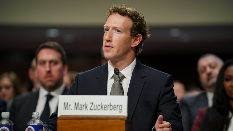 Meta CEO Mark Zuckerberg appears at a Senate Judiciary Committee hearing entitled “Big Tech and the Online Child Sexual Exploitation Crisis” on Jan. 31, 2024.