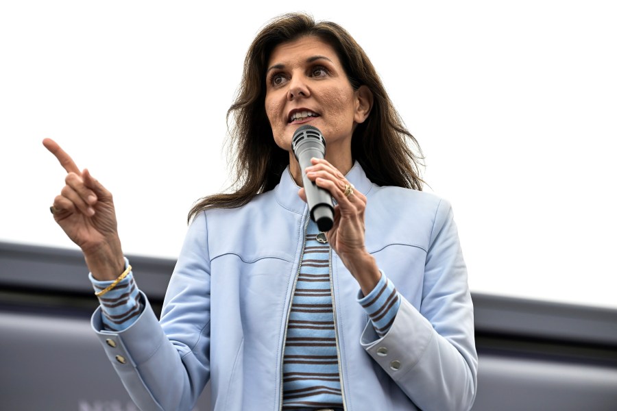 Republican presidential candidate former UN Ambassador Nikki Haley speaks at a campaign event in Greenwood, S.C., Saturday, Feb. 10, 2024. (AP Photo/Matt Kelley)