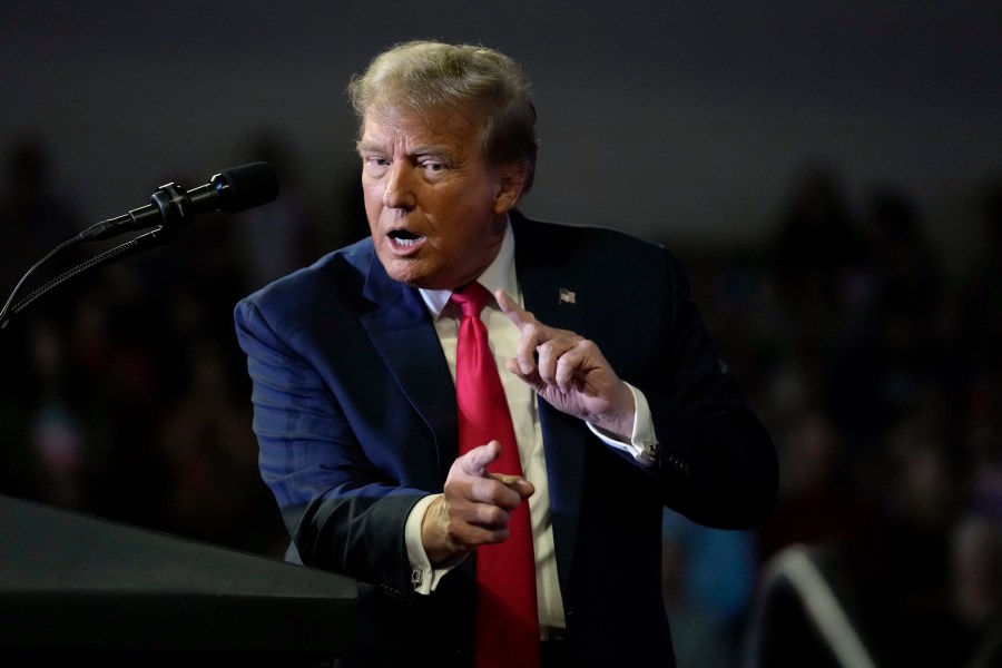 Republican presidential candidate former President Donald Trump speaks at a Get Out The Vote rally at Coastal Carolina University in Conway, S.C., Saturday, Feb. 10, 2024. (AP Photo/Manuel Balce Ceneta)