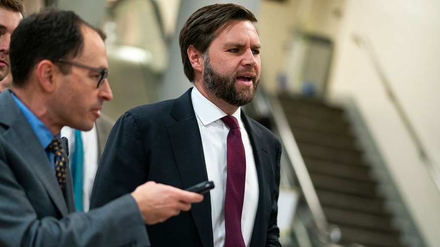 Senator JD Vance is seen walking through the Capitol.