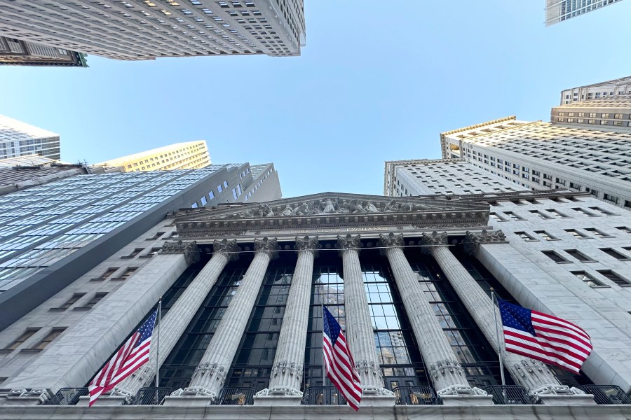 The New York Stock Exchange is shown on Tuesday, March 19, 2024, in New York. Stocks are opening lower as some of Wall Street's mania around artificial-intelligence technology cools. (AP Photo/Peter Morgan)