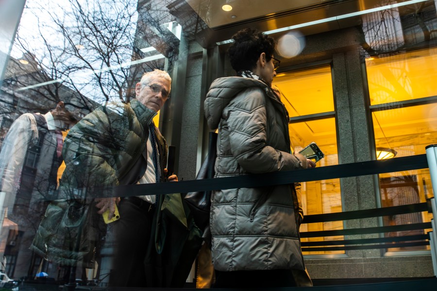 Barbara Fried and Joseph Bankman, parents of FTX founder Sam Bankman-Fried, arrive at Manhattan Federal Court, Thursday, March. 28, 2024, in New York. (AP Photo/Eduardo Munoz Alvarez)