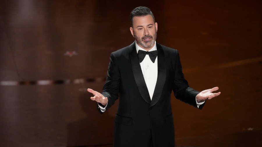 Host Jimmy Kimmel speaks during the Oscars on Sunday, March 10, 2024, at the Dolby Theatre in Los Angeles.