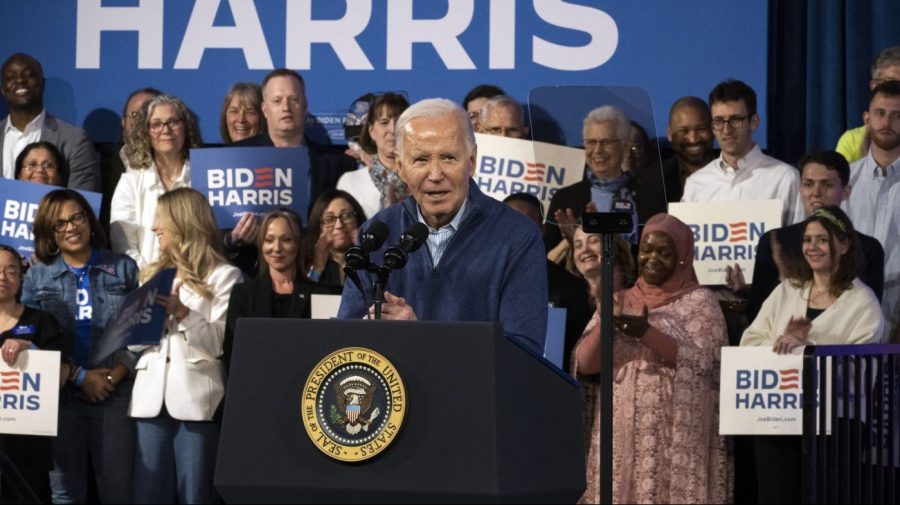 President Biden speaks during a campaign event.