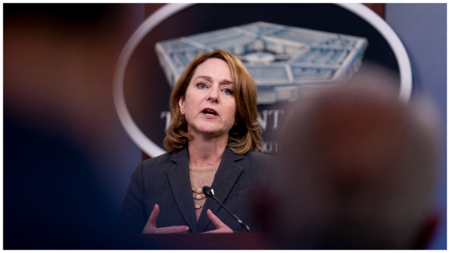 Deputy Secretary of Defense Kathleen Hicks speaks during a briefing at the Pentagon in Washington, Wednesday, Sept. 22, 2021, to announce that the Pentagon will act upon the 90-day commission recommendations on sexual assault and harassment in the military. (AP Photo/Andrew Harnik)